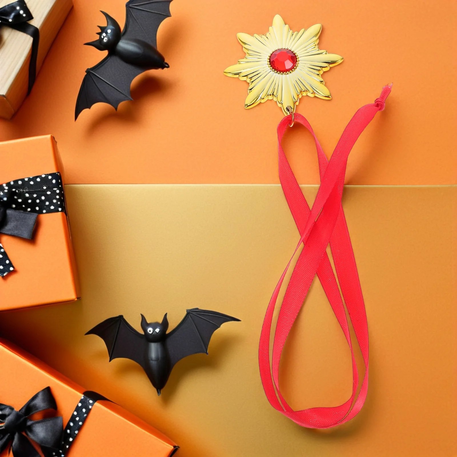 Naszyjnik Medalik Wampira ze Smyczą Lekki Plastikowy Dodatek do Kostiumu na Halloween dla Kobiet i Mężczyzn Gotycka Biżuteria Rekwizyt na Imprezę