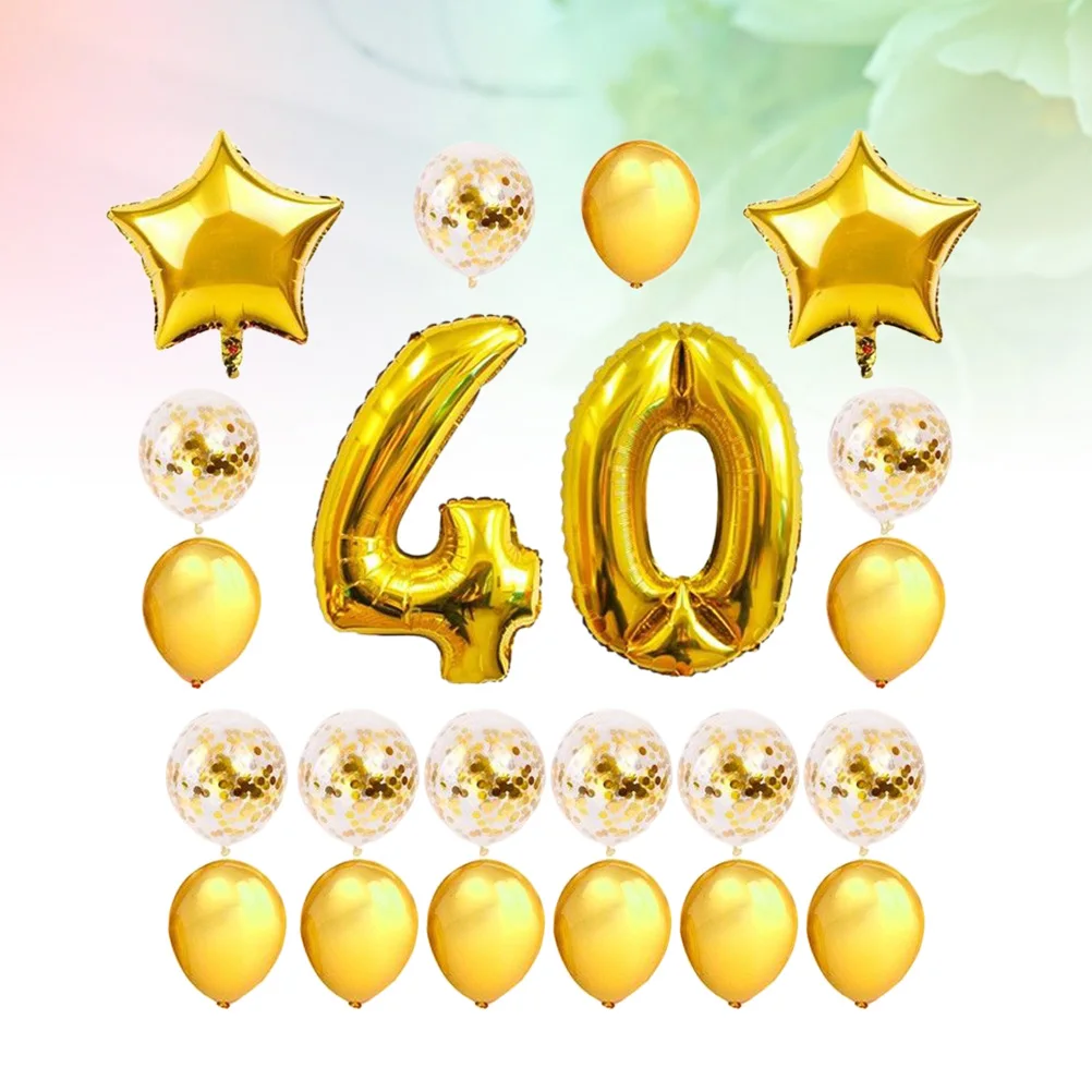 

24 pcs 40Th Birthday Balloons Decorative Balloons Set Natural Latex Aluminum Film For Wedding Shower Party Supplies