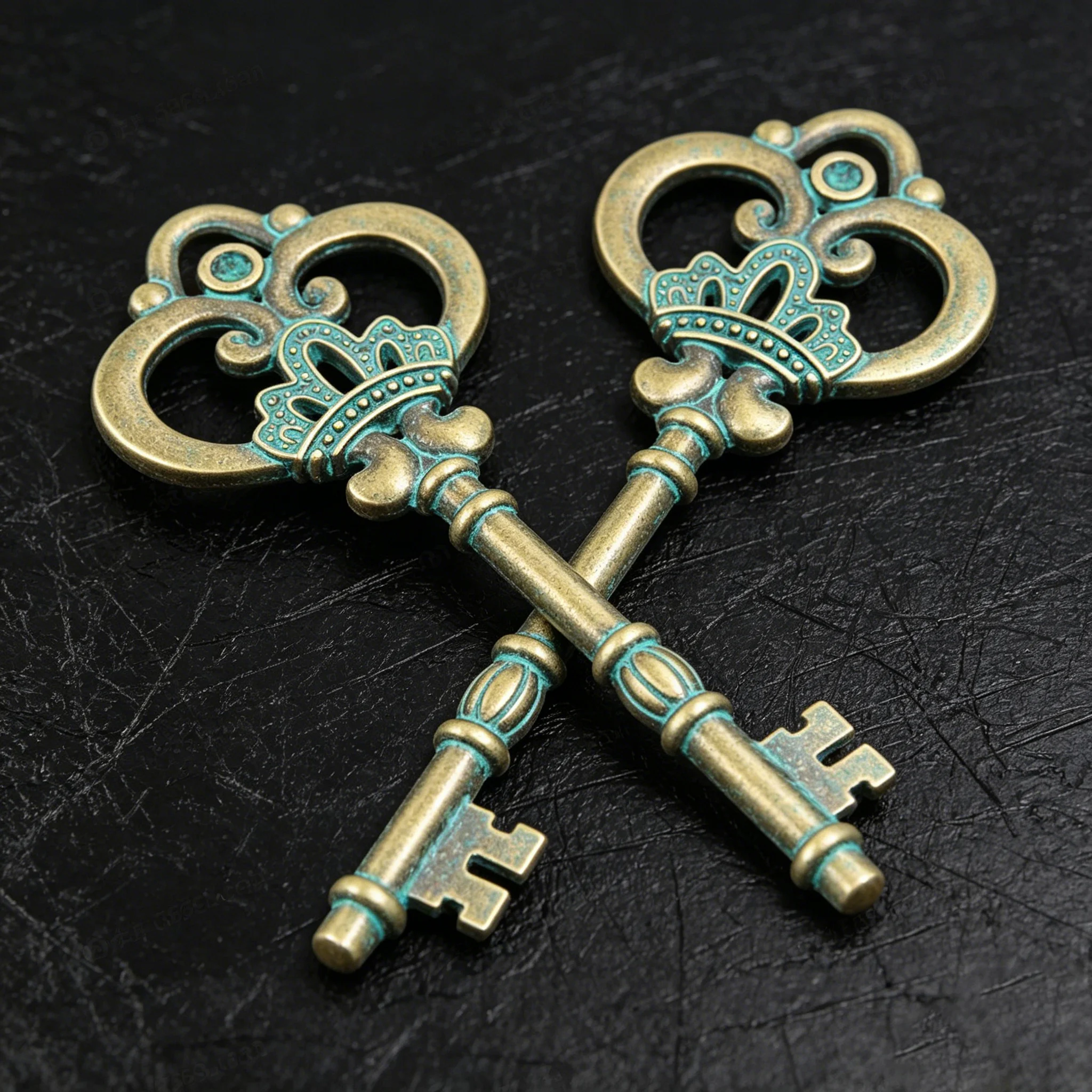 5 Stück große Kronen-Schlüsselanhänger aus Metalllegierung, Vintage-Anhänger für DIY-Armbänder, Halsketten, Schmuckherstellung, Bastelzubehör, Zubehör – Detail 4