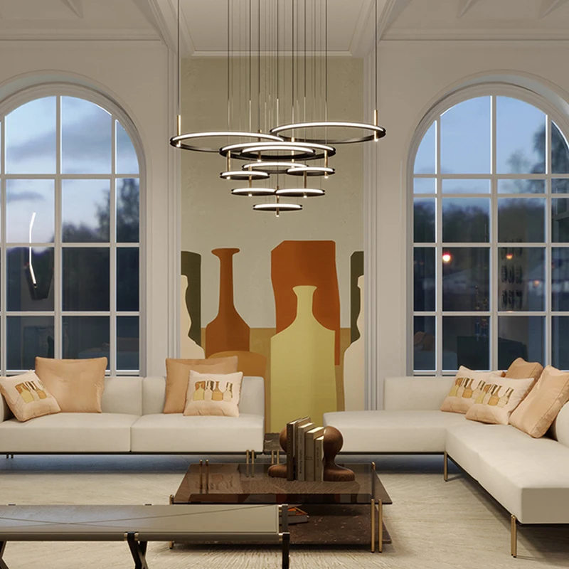 

Labilis Chandelier minimalist ring LED Light For Living Room Decoration Villa suspension Light Office Cluster Combination Lamp