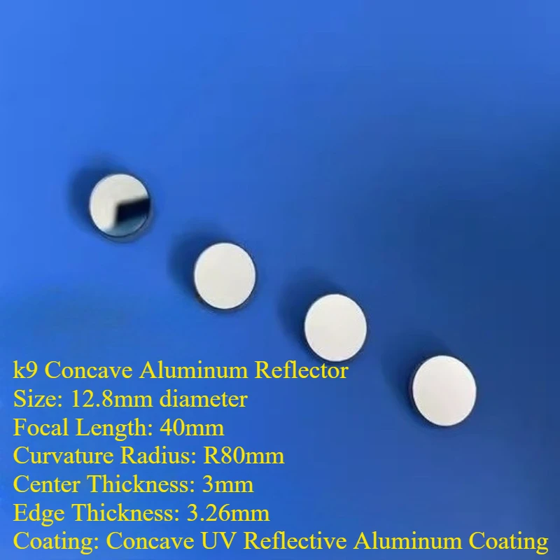 

1PC 12.8mm Diameter Plano-Concave Spherical Reflector Focal Length 40mm Concave UV-enhanced Aluminum Coating