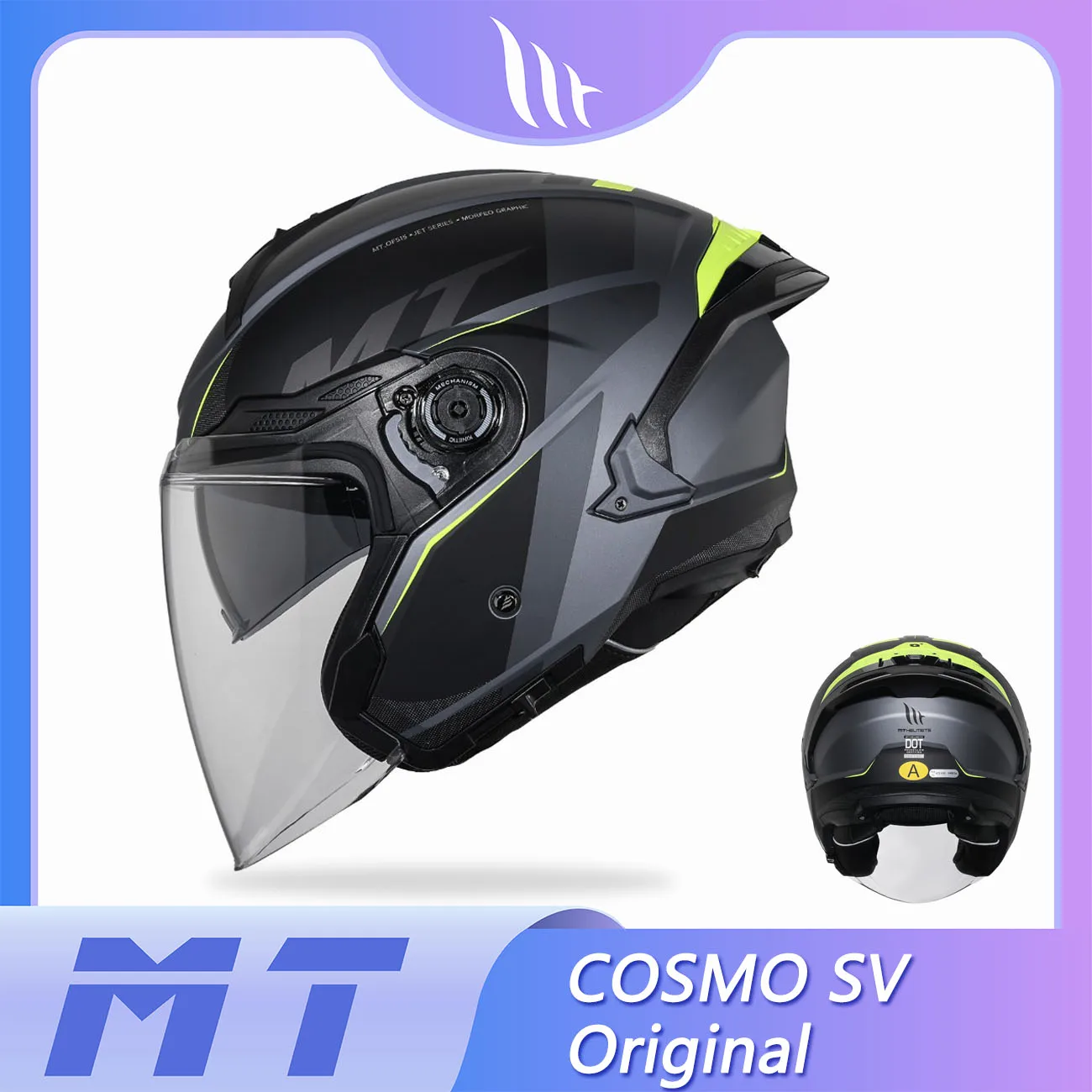 

MT Motorcycle Helmets Motocross 3/4 Helmet COSMO SV SOLID Dual Lens Sun Visor 3C/ECE/DOT Approved Glasses Slot Safety Protective