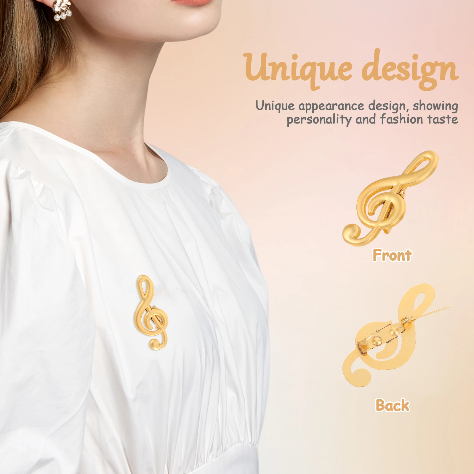 

3 Pcs Musical Note Brooch Coat Accessories Personality Golden Instrument Pin Man