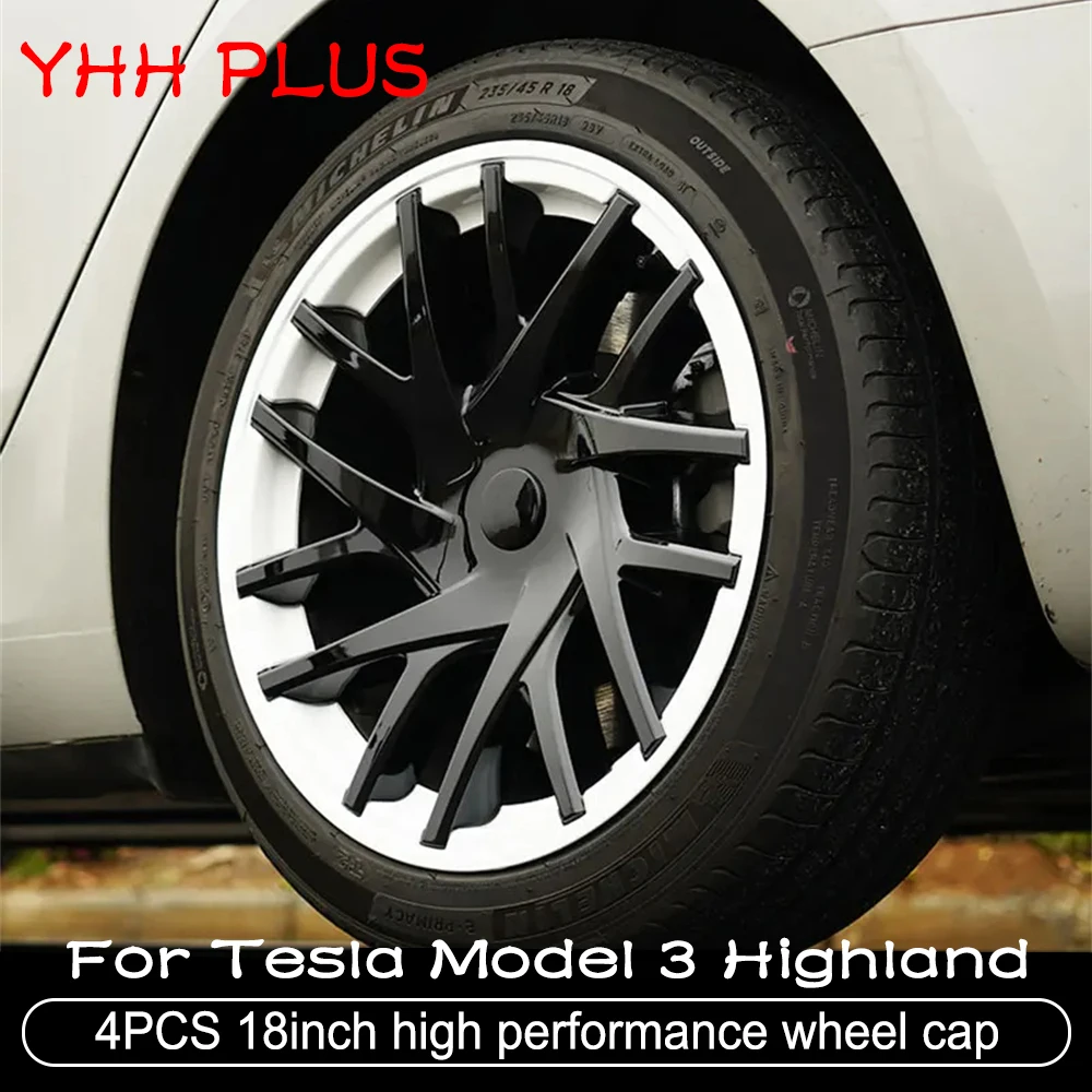 4PCS 18 Inch HubCap New Model 3 Highland 2024 Performance Wheel Cap For Tesla Replacement Automobile Full Rim Cover Accessories