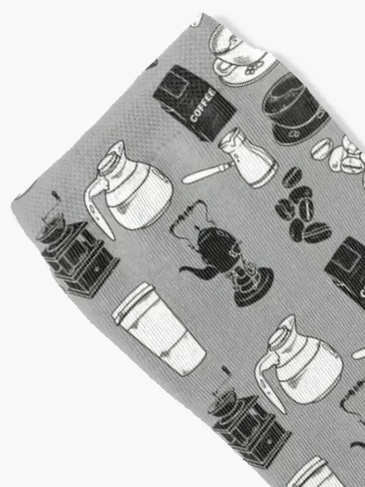 Coffee black and white pattern Socks Men's Christmas moving stockings winter Boy Socks Women's