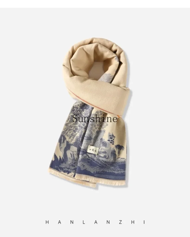 

outer shawl autumn and winter national style scarf for mother and elder birthday gift gift box