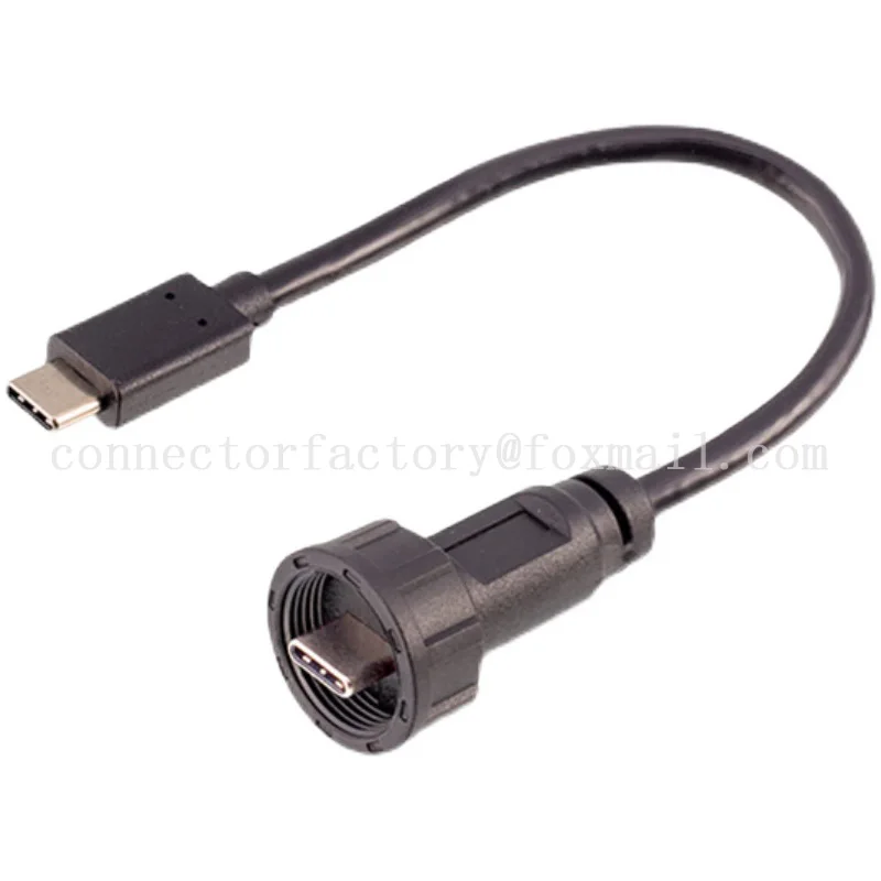 نوع C إلى USB 3.0 الخيوط موصل البيانات مقاوم للماء IP67 ذكر أنثى التوصيل المقبس لوحة الكمبيوتر تركيب المقبس مع كابل التوصيل #4