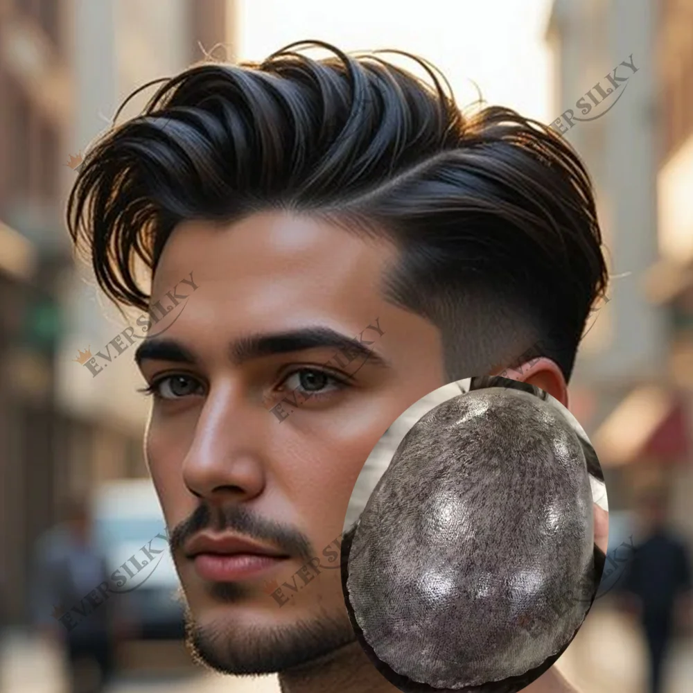 

Мужские туфли Jet Black # Натуральный парик-накладка из человеческих волос с имитацией линии роста волос, серый 1B20 1B40, на тонкой полиуретановой основе, коричневый, протез для волос