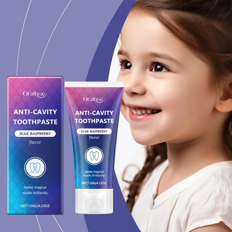 Kids' Anticavity Toothpaste - Raspberry Flavor, Teeth Stains And Yellowing Removal, Bad Breath Freshening, Oral Care Toothpaste