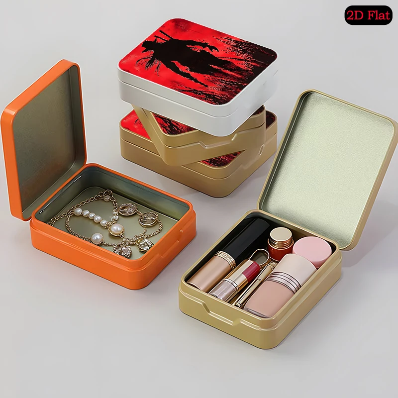 Red Western Cowboy theme Multi-purpose Desktop Decor Tin Box, UV Printed Flip Top Custom Photo Metal Tin Box