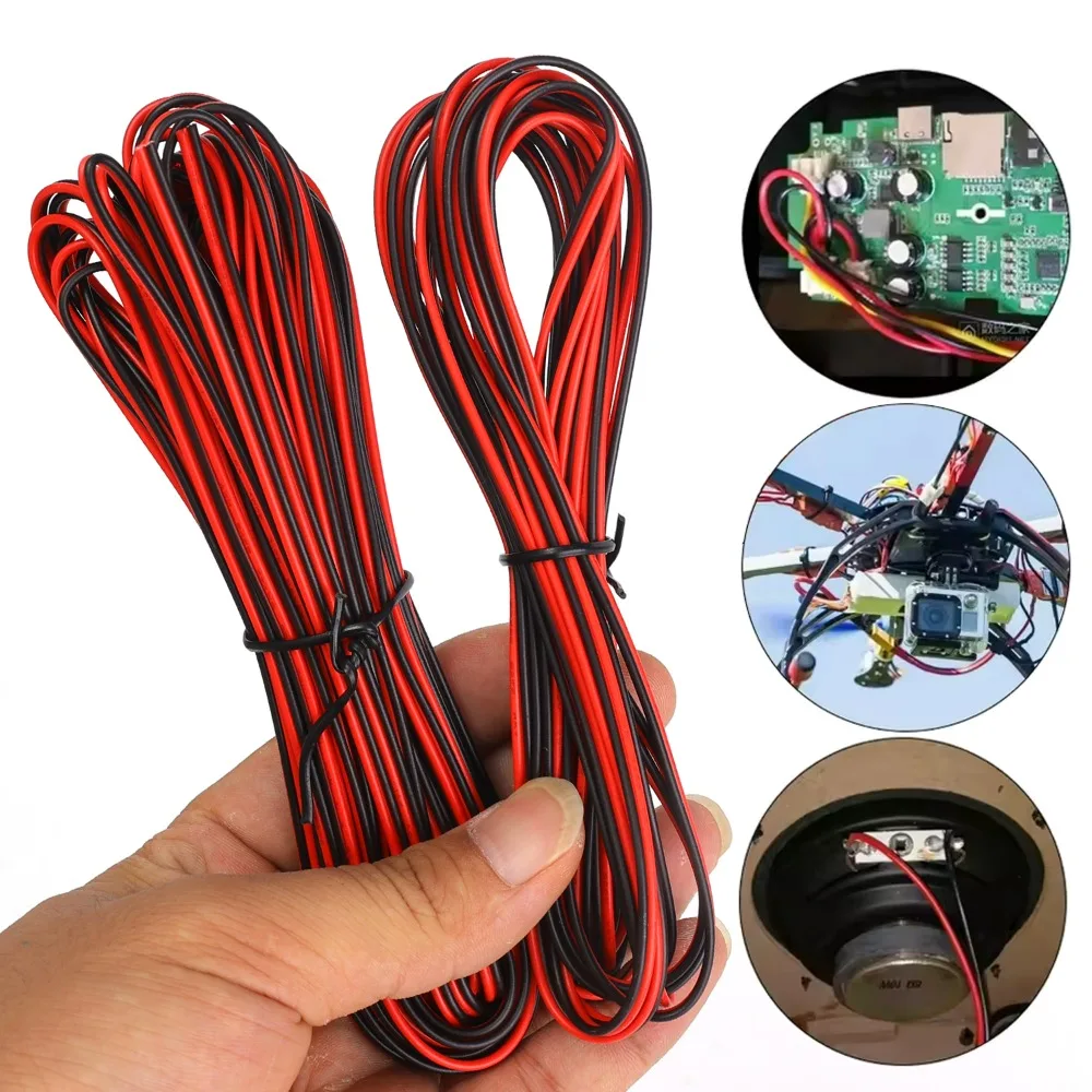 Rallonge universelle 2P 5/10/20M, fil isolé en cuivre étamé PVC, câblage électrique, câble de connexion résistant aux hautes tensions