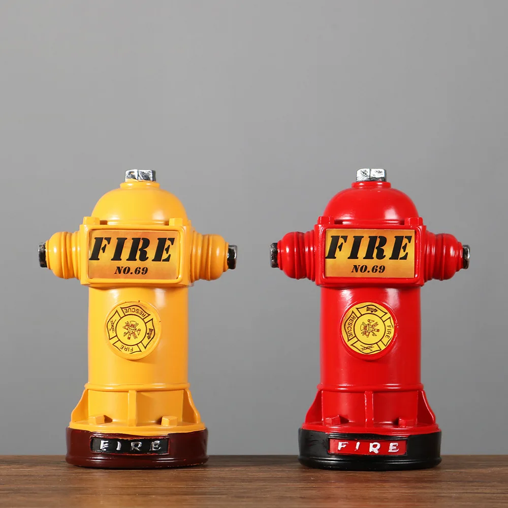 American Style Retro Fire Hydrant Ornaments Resin Crafts Creativity Piggy Bank Home Bar Restaurant Desktop Decoration Gift