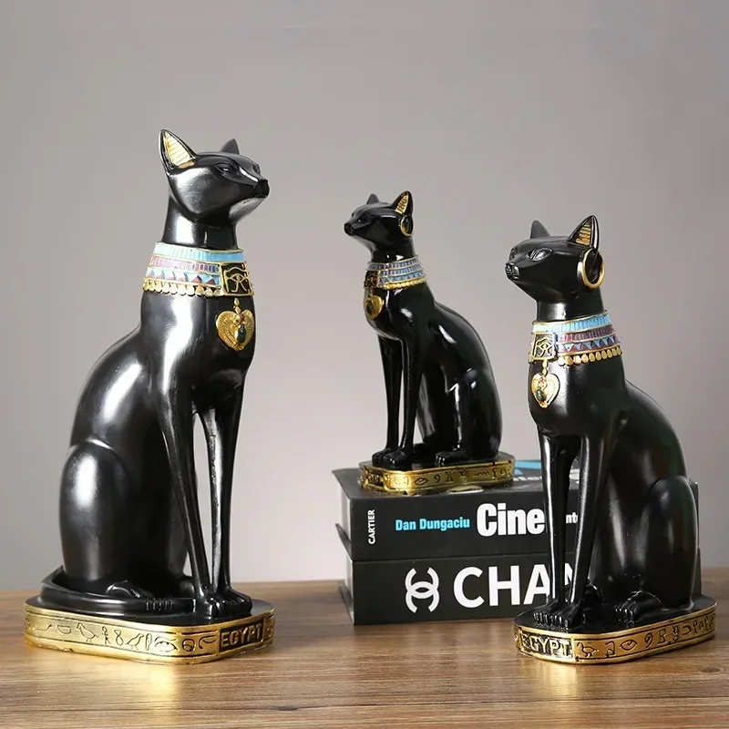 

Retro Egyptian Cat Resin Sculptures Table Ornaments Accessories Ancient Egypt Anubis Statue Figurines Office Home Decoration