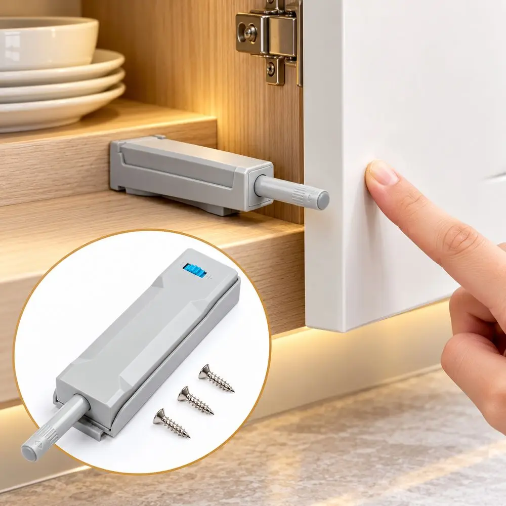 Plastic Push to Open Door Catcher Buffer Damper Self Rebounding Cabinet Door Latch Press to Open Heavy Duty Damper Buffer