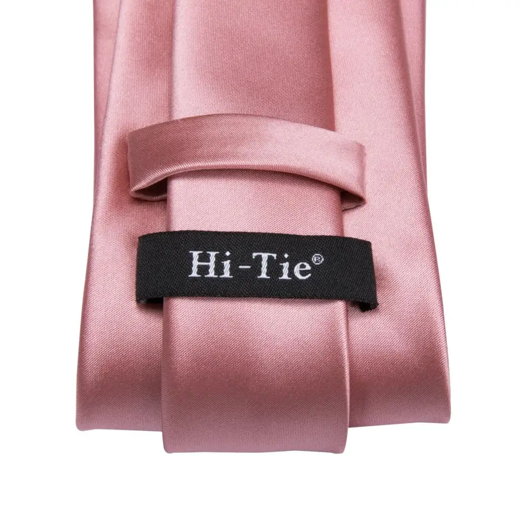Dusty Pink Solid 2023 Dasi Pria Elegan Baru Hanky Cufflink Dasi Sutra untuk Pria Pesta Pernikahan Merek Fashion Bisnis Hi-Tie