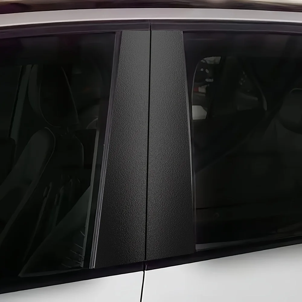 2 قطعة ملصق سيارة B-عمود مقاوم للماء ومقاوم للشمس سطح شبه غير لامع سهل اللصق 2D نمط معدني أسود لاصق واقي من الشمس