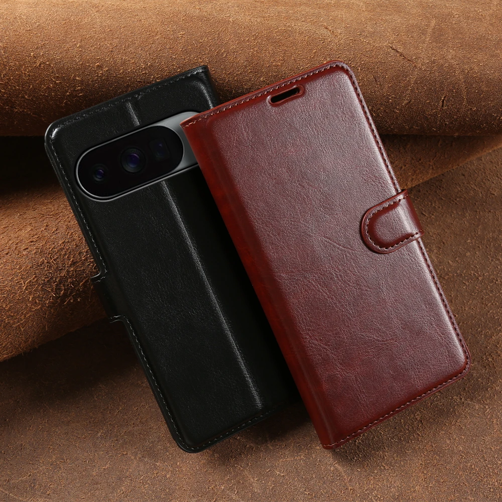 

Premium Crazy Horse Leather Flip Case For Google Pixel 10 11 Pro XL 10A 9A 6A 9 7 6 Pro Phone Wallet Case Cover Coque Funda Para