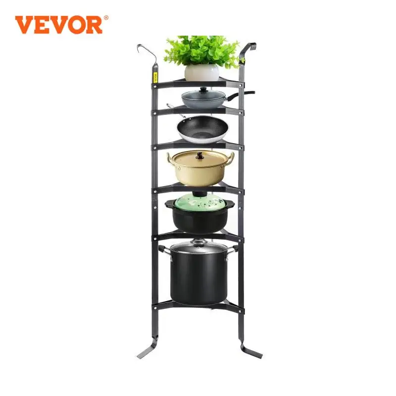 VEVOR Cookware Stand Vertical Pot Rack 5/6/8 Tier Space Save Storage Optimal Strength Carbon Steel 61