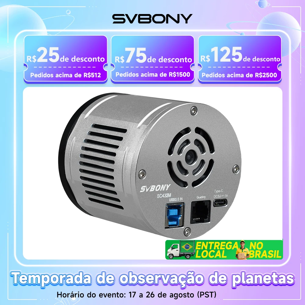 SVBONY SC432M - Câmera Astronômica USB 3.0 para Telescópio