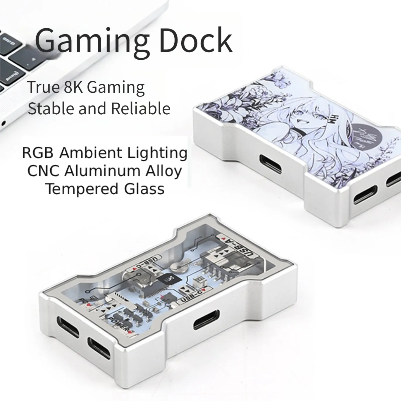 1 Pcs Little Gaming USB HUB 1 In 3 Out Portable Desktop Expansion Dock With Aluminum Frame  Double Glass Shell Replace Supplies