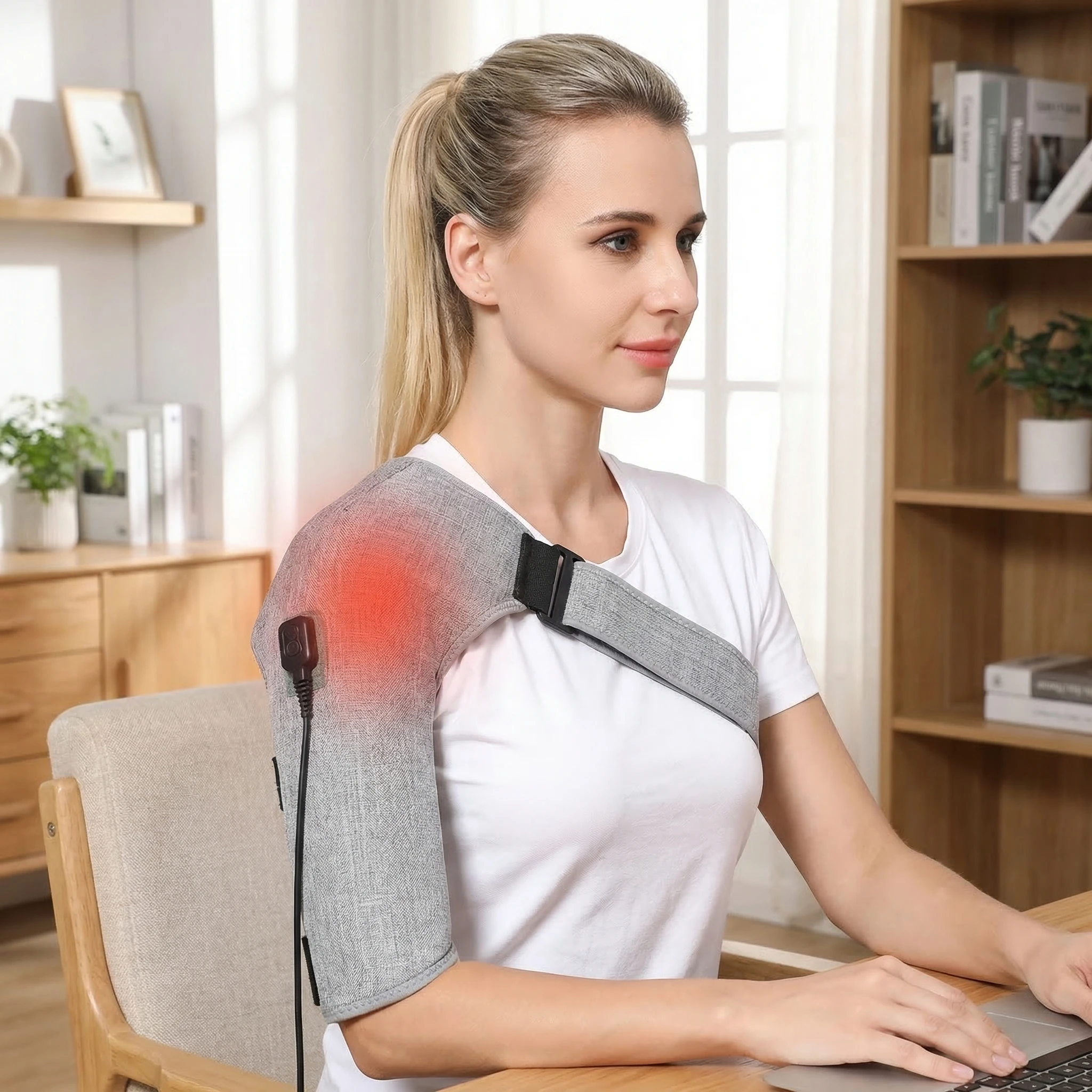 

Нагревающийся плечевой бандаж с красным светом и регулируемыми нагревательными элементами, удлинительный ремень для снятия боли при замороженном плече и вывихах