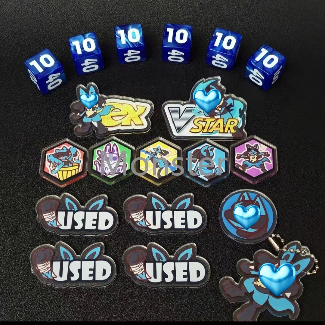 ルカリオ-ポケモン-ptcg-ダメージカウンター-ダメージインジケーターセット-テーマダイス-vstar-マーカー-gx-ボードゲームアクセサリー-ポケモンプレイヤー向け