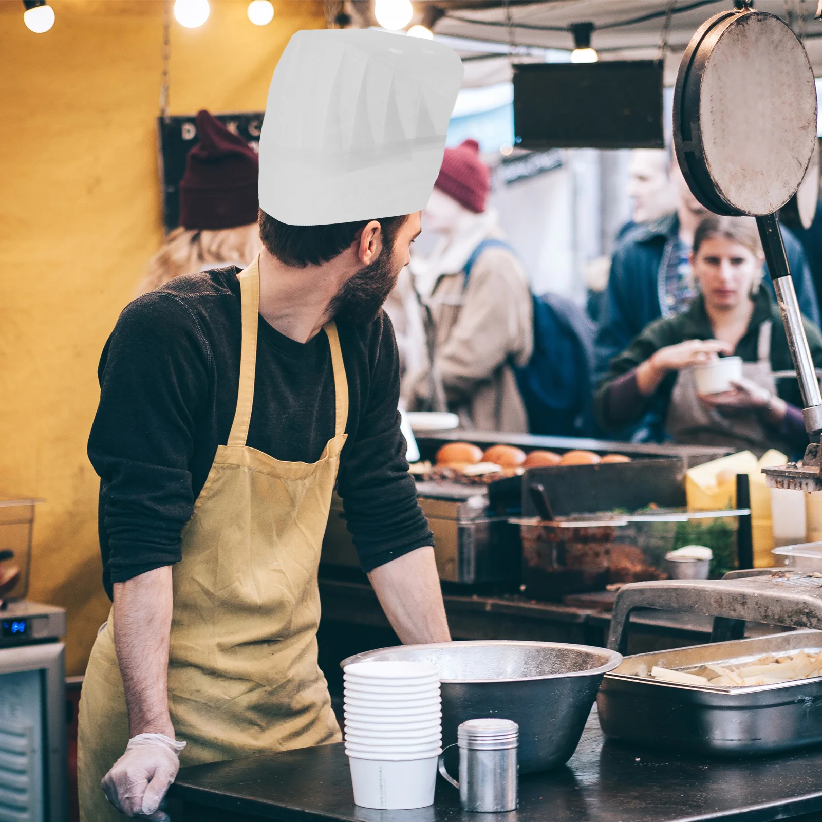 

20 шт. одноразовые нетканые шапки для шеф-повара, кухонные шапки для приготовления пищи, выпечки, ресторана, общественного питания, одноразовая шапка для шеф-повара