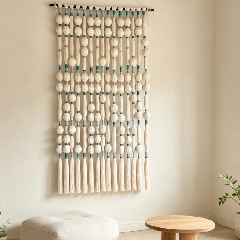 Handmade Ball Macrame Curtain Large Wall Hanging Tassel Room Divider Boho Door Curtain For Home Interior Decor