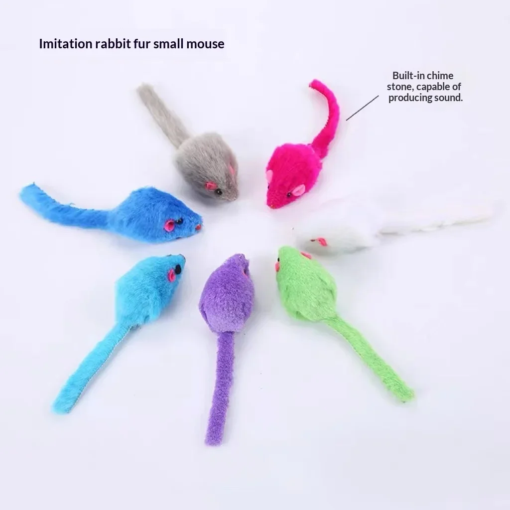 Juguetes peluche ratón coloridos, resistentes para gatos y perros - imagen 3