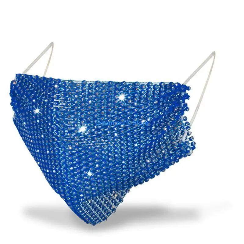 50le Strasssteine ​​Mesh Maske Kristall glitzernde Maskerade Gesichtsabdeckung Verstellbares Earlo