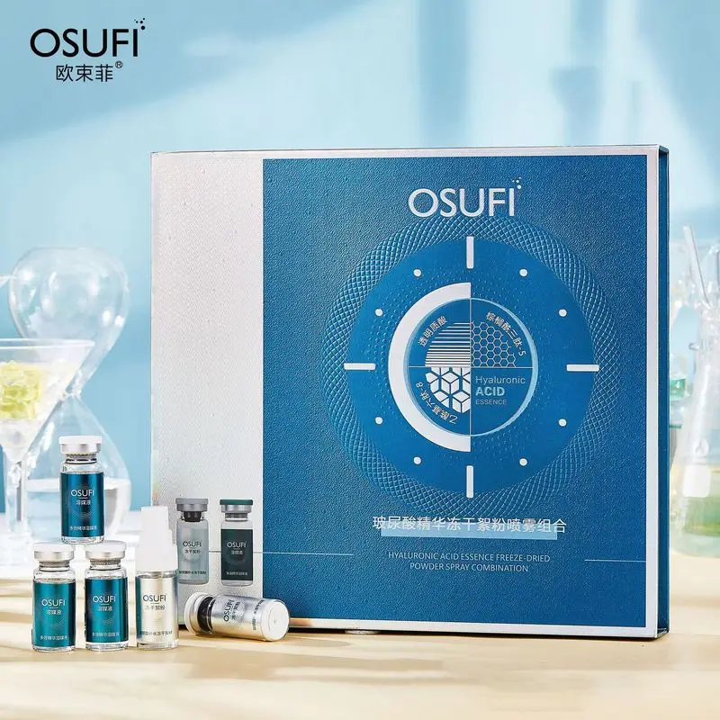 OSUFI Face Hyaluronic Acid Serum Freeze-dried Powder Set Hydrate Moisturizing Moisturize Firm Essence Spray Kit Facial Skin Care