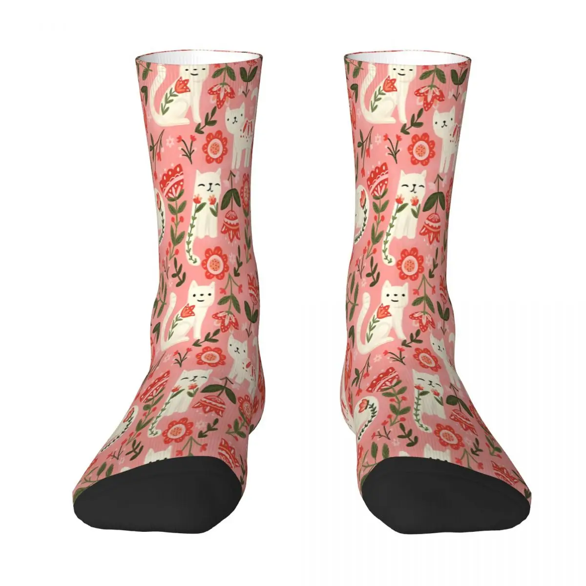 

Folk Cat Pattern Sock Socks Men Women Polyester Stockings Customizable Sweetshirt