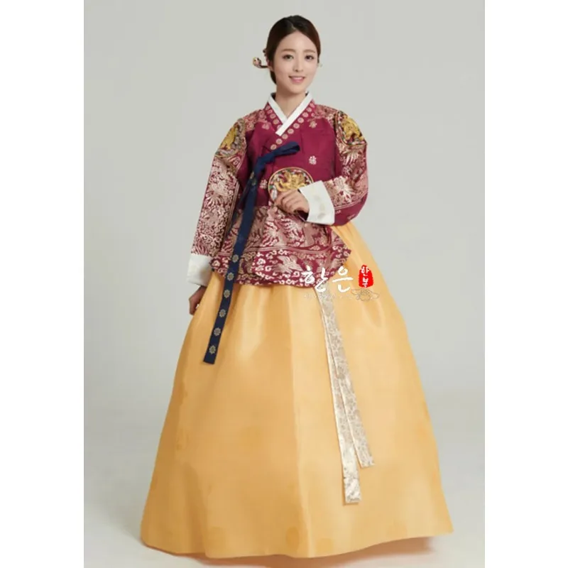 

Ladies Hanbok Korean Skirt South Korea Imported Foreign Satin Tang Suit Bride Bronzing Hanbok Ancient Court Hanbok