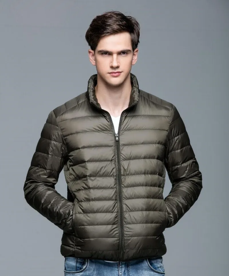 Chaqueta de plumón de pato para hombre, abrigo ultradelgado, con cuello levantado, para primavera y otoño, S-3XL, novedad de 2023