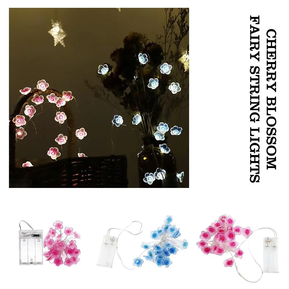 3D Blossoms String Lights Pink Flower LED Fairy Lights Garland For Holiday Christmas Wedding Party Decorations P6E3