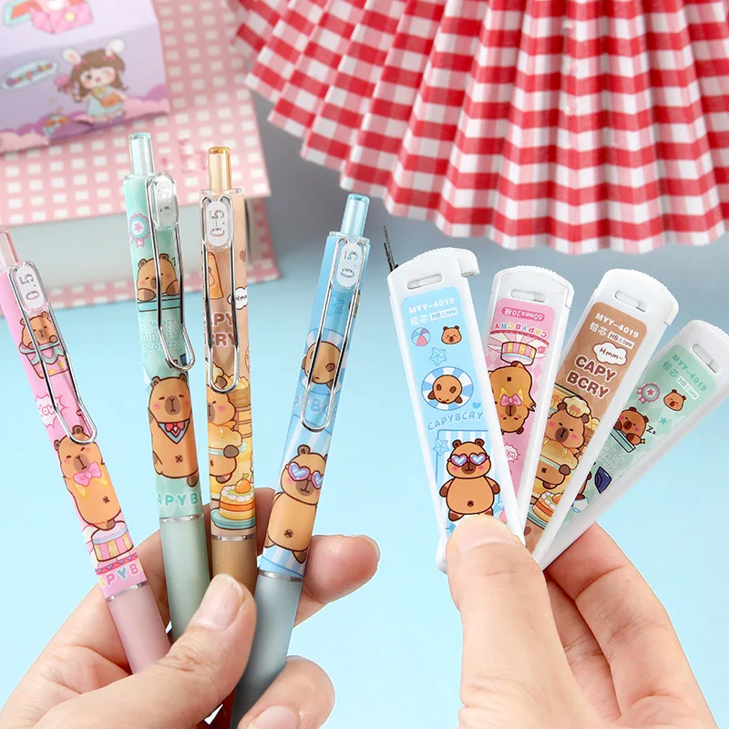 1Set Cartoon Capybara Mechanical Pencil Set Cute Drawing Automatic Pencil Set Office School Supplies Student Stationery Gifts