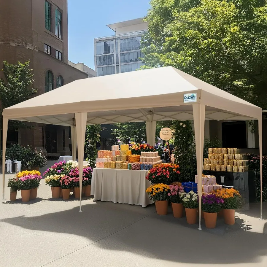 خيمة بمظلة منبثقة مقاس 10 × 20 مع سهولة الإعداد وحقيبة تخزين بعجلات للاستخدام التجاري والمناسبات الخارجية وحفلات التخييم والسوق