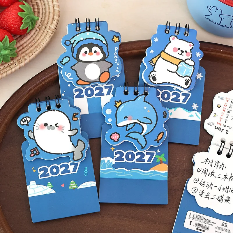 2027 Kawai ocean animal themed cute desk calendar punch planner notebook student prize gift small gift for school office daily