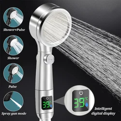 Temperature Digital LED Display Shower Head Water Saving Headshower for Baby Adult Bathroom 4Mode Adjustable Spray Shower Heads