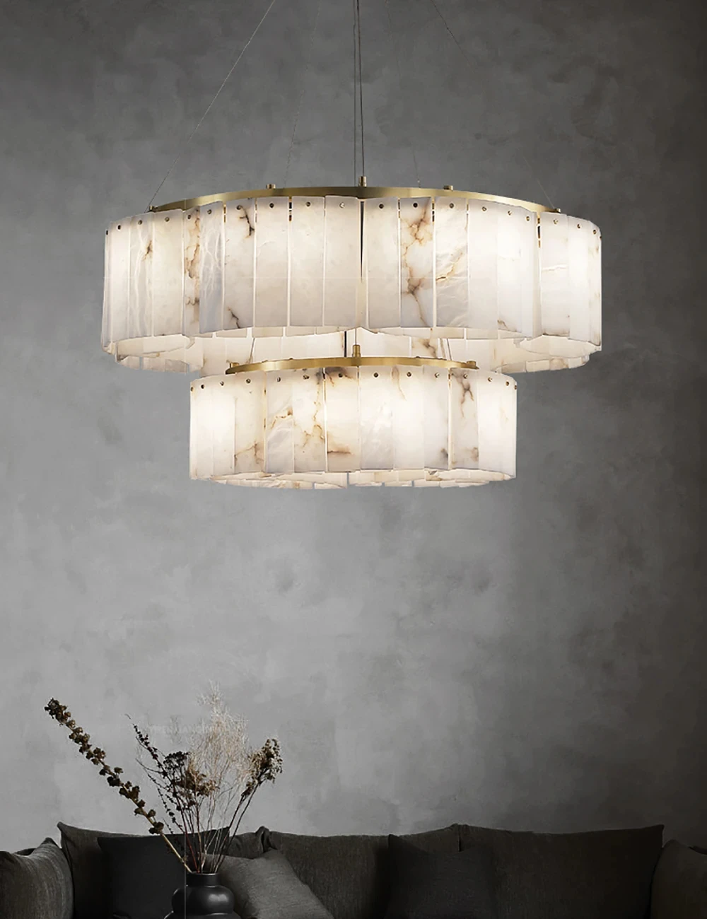 Creative marble ceiling light, luxurious natural marble pendant light, living room and dining room pendant light YX160TB