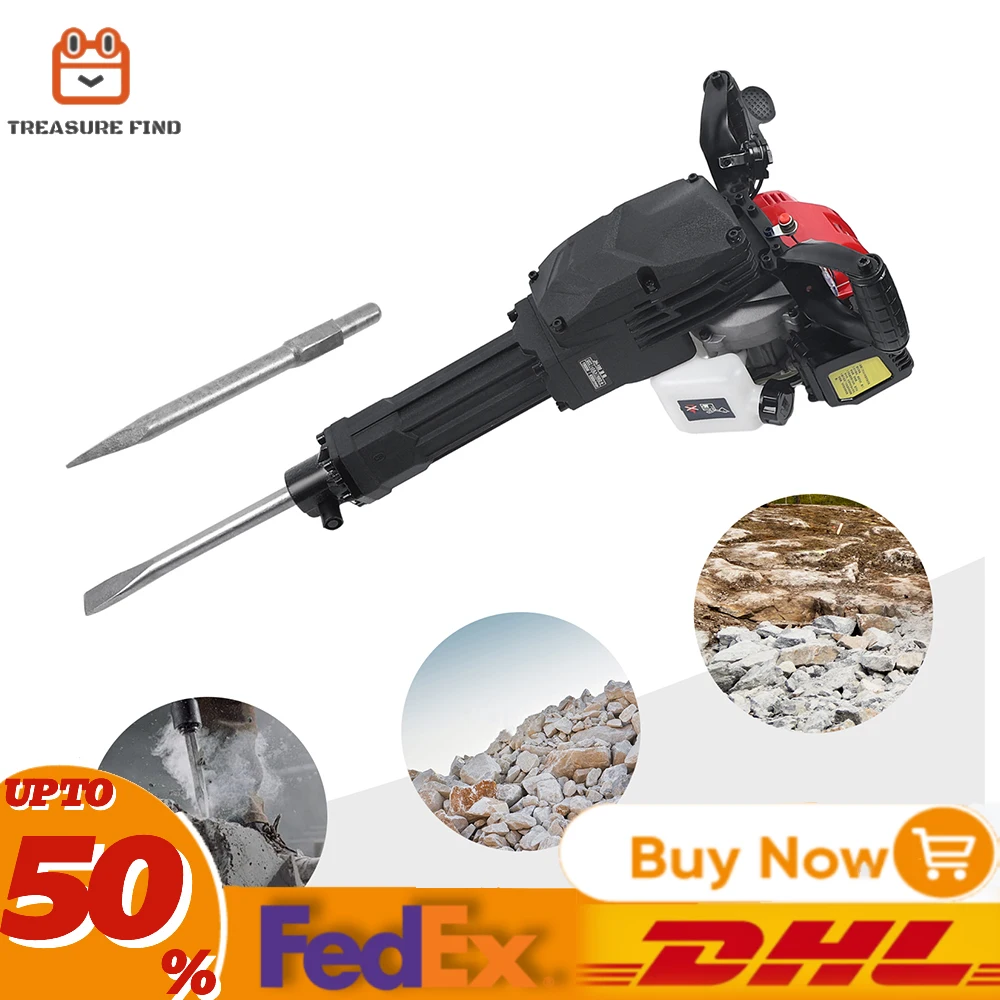 Handheld Rock Drill 52CC 2 Stroke Jack Hammer Industry Concrete Breaker Drill With 2 Chisel  For Building Construction