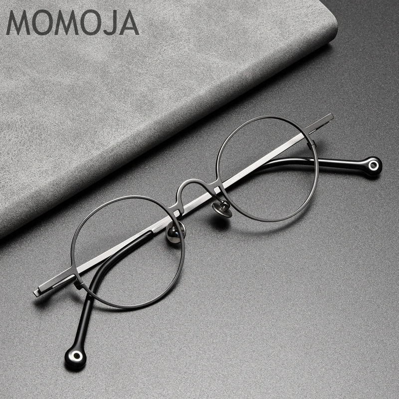 MOMOJA New Pure Titanium Eyeglass Frame Retro Eternal Turtle Men's Eyeglass Frame Optical Prescription Women's Glasses K080