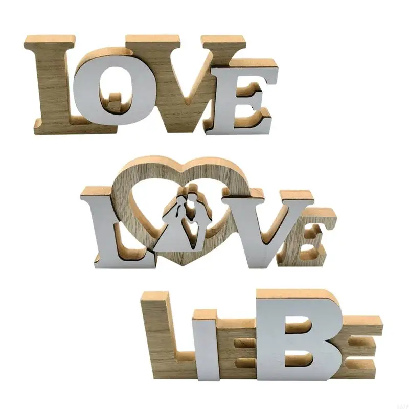 367A Wooden Ornament Retro Style LOVE Words Wedding Desktop Table Centerpieces LOVE Sign Durable Handicraft