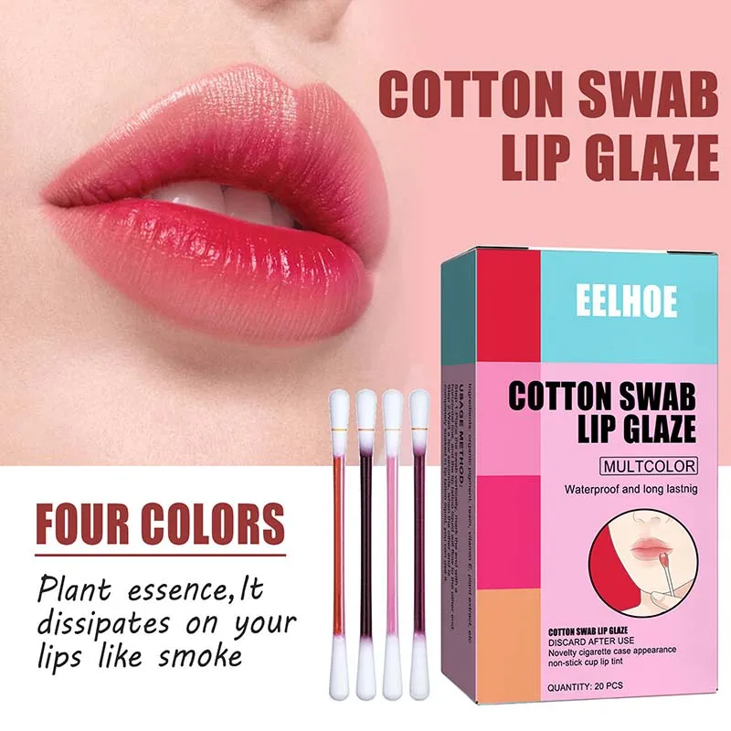 20pcs/set Lipstick Microbrush Long Lasting Waterproof Disposable Brushes Cotton Swab Lipsticks Korean Cigarette Case Lip Glaze