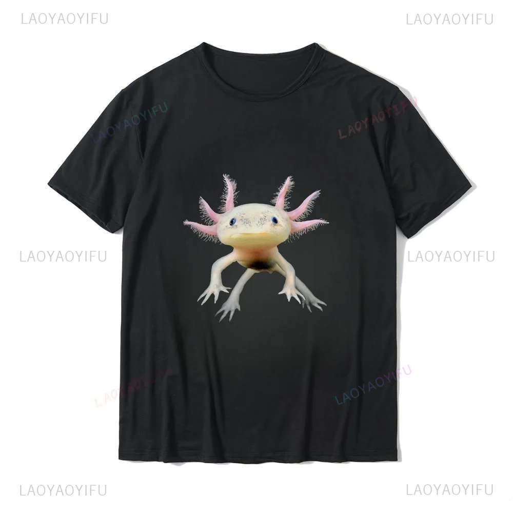 Camiseta de manga curta masculina e feminina com estampa Axolotl, roupa de rua, Harajuku, casual, verão, polivalente, fofo