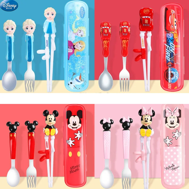 

Disney Tableware Set Children's Chopsticks Baby Practice Chopsticks 304 Stainless Steel Spoon Fork Chopsticks Tableware Box