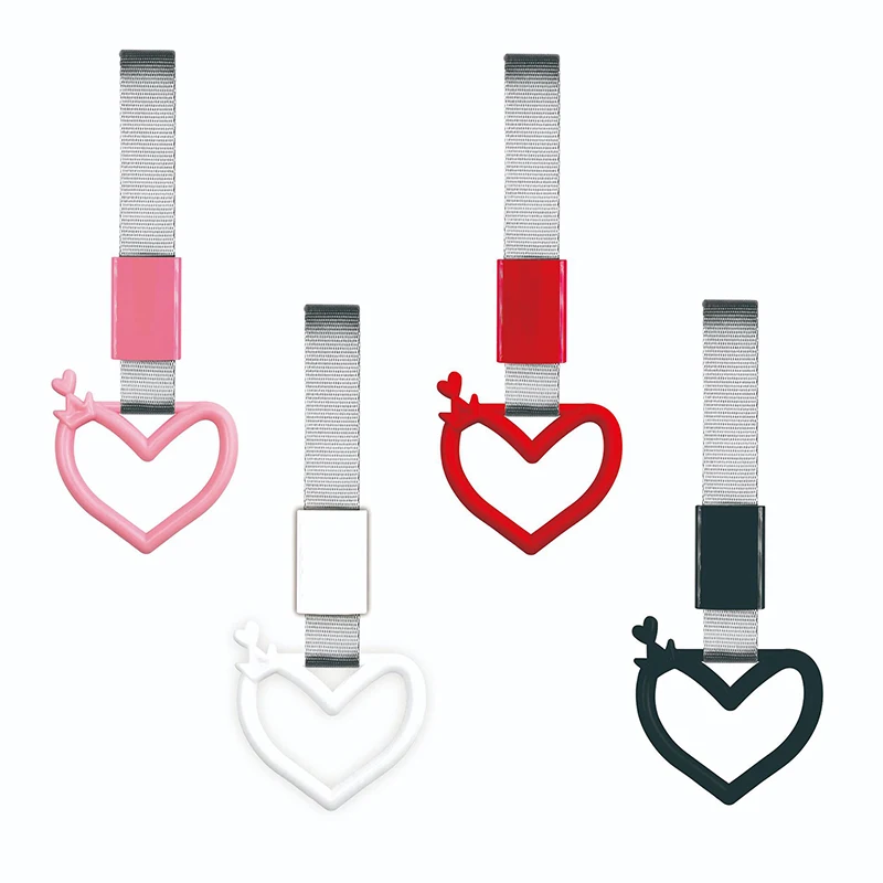 Colorful Car Tow Strap Tsurikawa Ring Heart JDM Train Bus Handle Hand Strap Styling Drift Charm Strap Auto Accessories