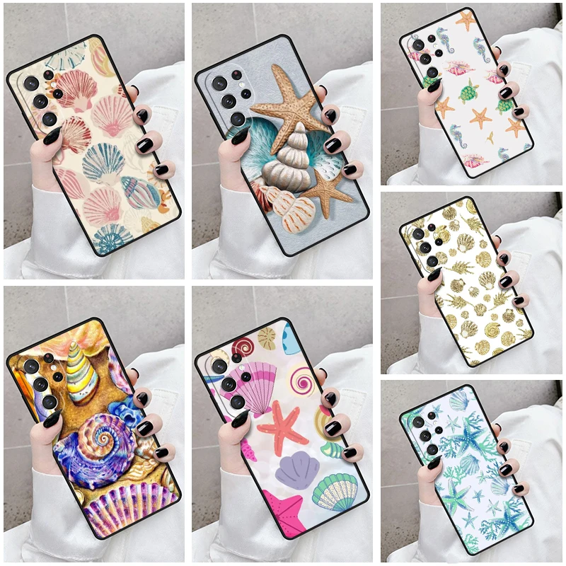 Phone Case For Samsung Galaxy S24 S23 S21fe S22 Ultra Plus Note 10 20 S8 S9 S10 Cover Seashell Shell Sea Art