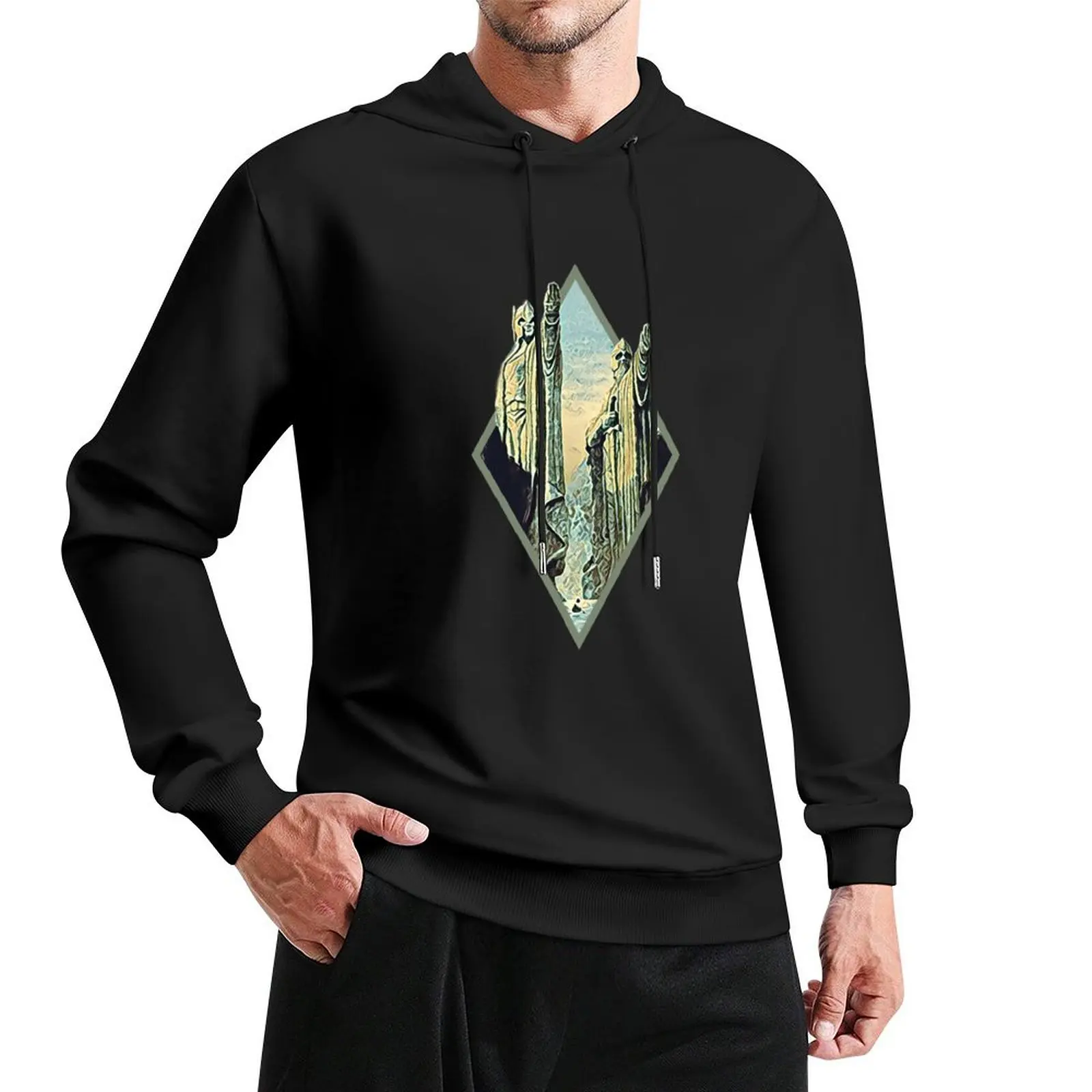 Kings by the River - Digital Art - Diamond Frame - White Fantasy Pullover Hoodie mens clothing men's hoodie sweatshirt