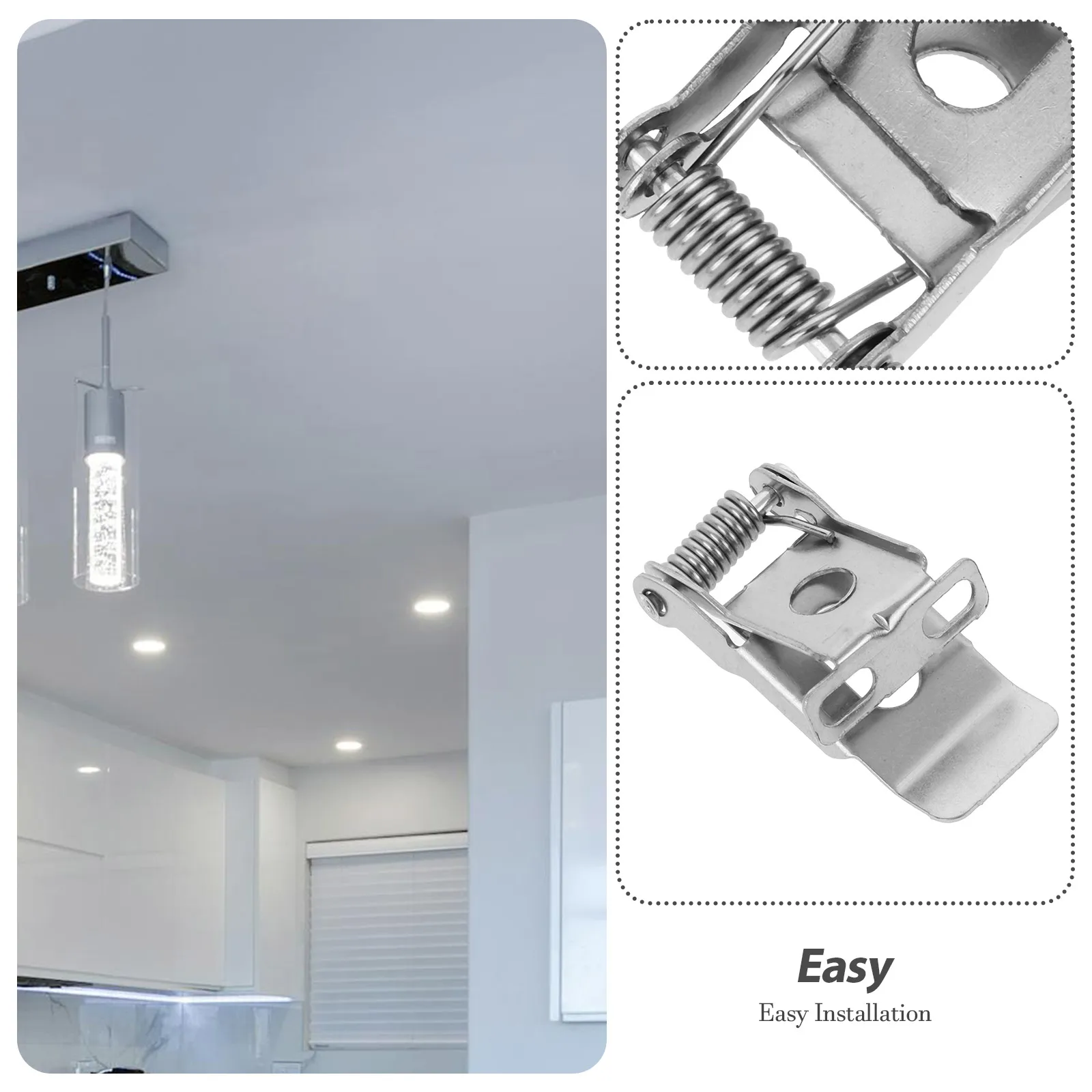 

10pcs Spring Clips for Downlight Spotlight Recessed Lighting Metal Retaining Clamps Panel Lamp Accessories 2 Hole Mounting